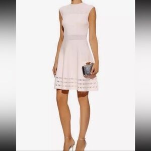 TED BAKER AURBRAY KNITTED SKATER NUDEPINK DRESS size 1